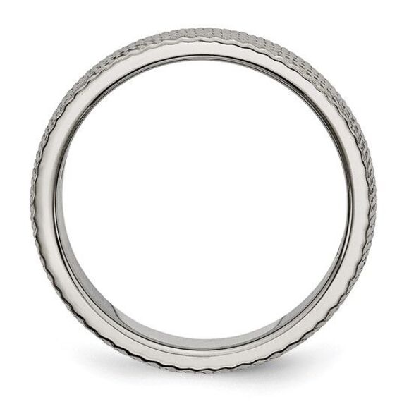 Kazi Luxury Chisel Titanium Polished and Textured 6mm Band - Picture 2 of 9